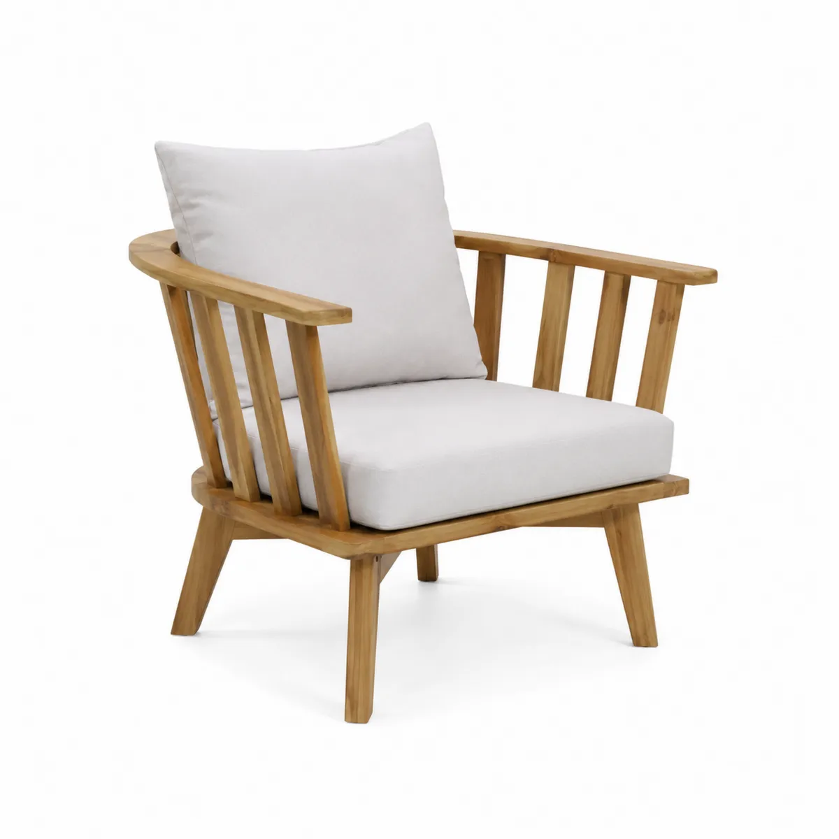 Silla de madera con cojines crema