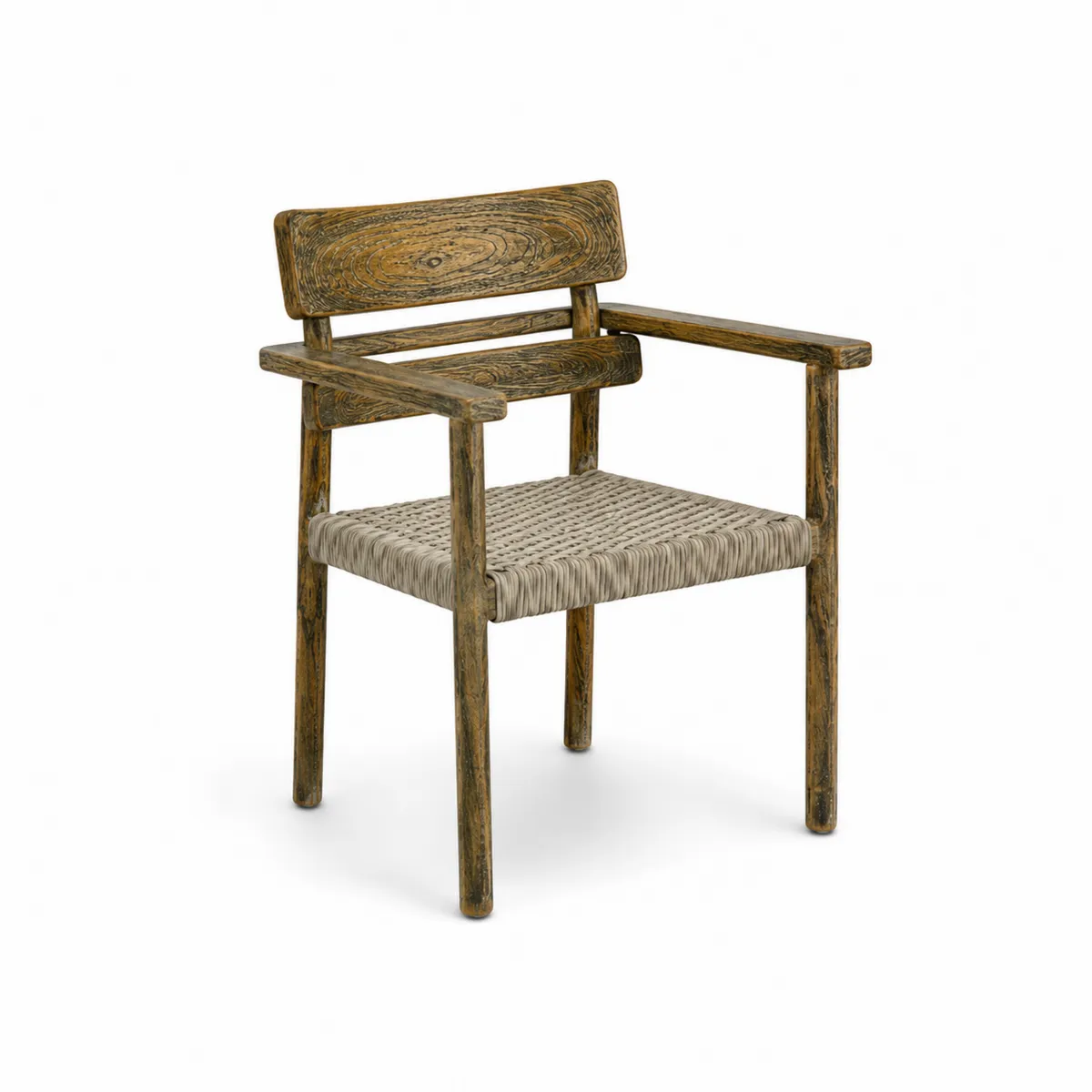 Silla de Madera con Asiento Tejido, Marrón