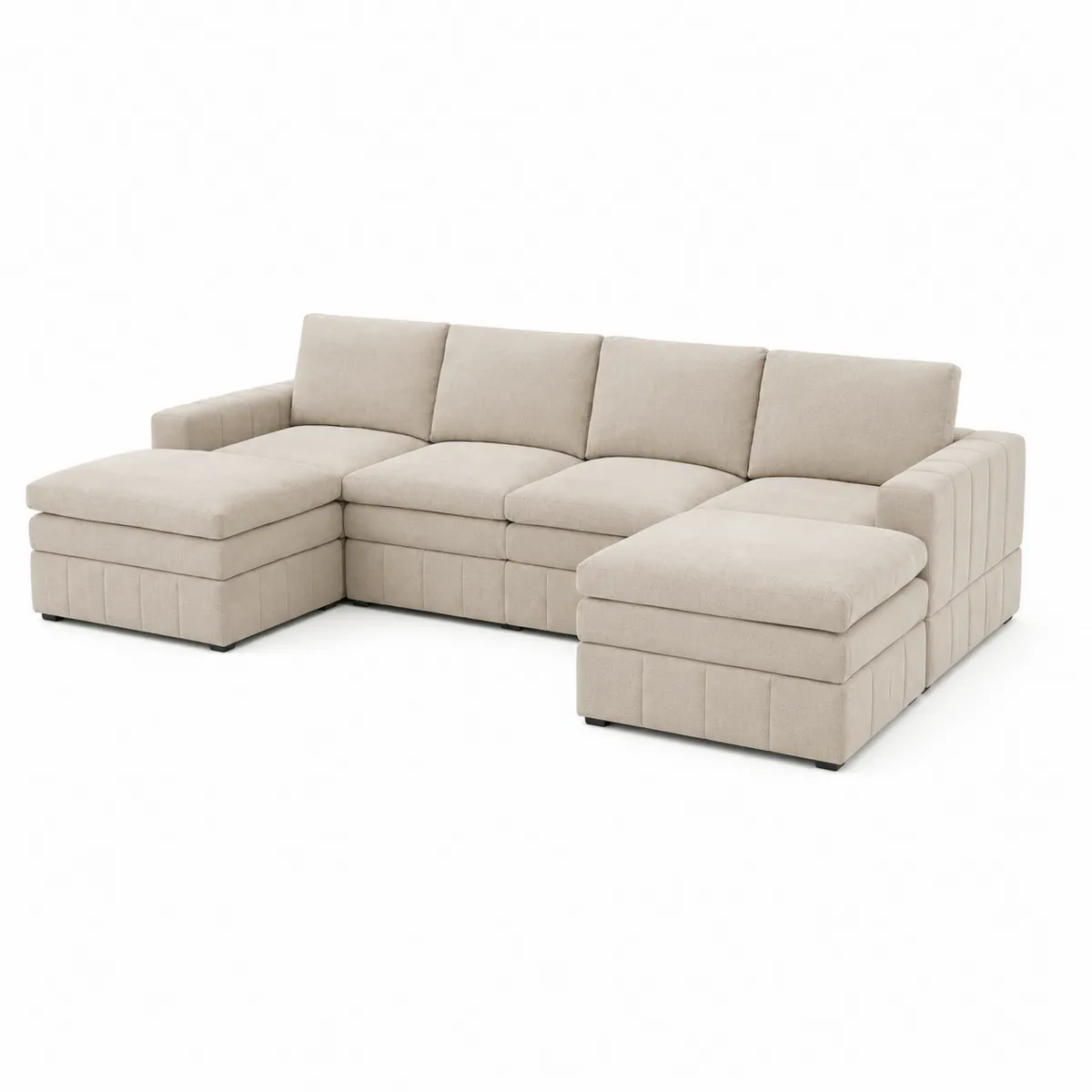 Sofá modular seccional en forma de U de tela Beige 300x200x90 cm