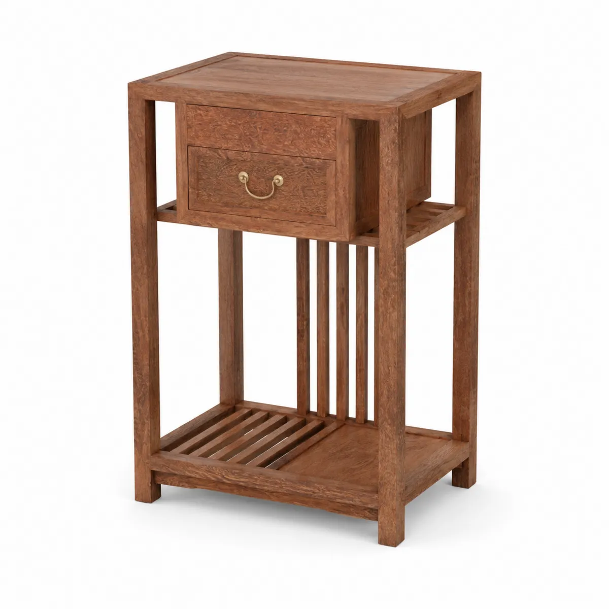 Mesa de Madera de Mango con Cajón y Estante Inferior Marrón 60x40x80 cm