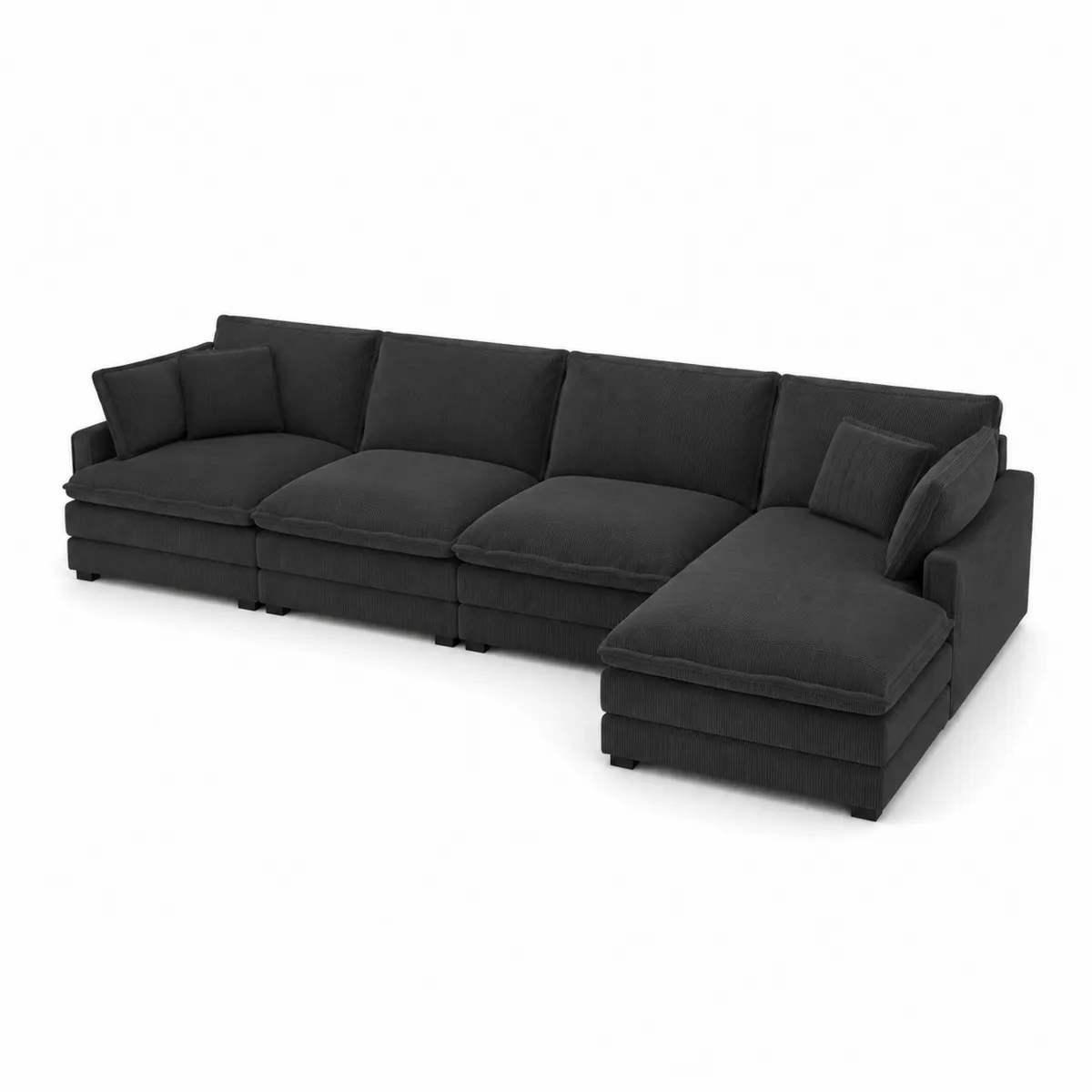 Sofá modular en L 5 plazas color Antracita en tela de pana