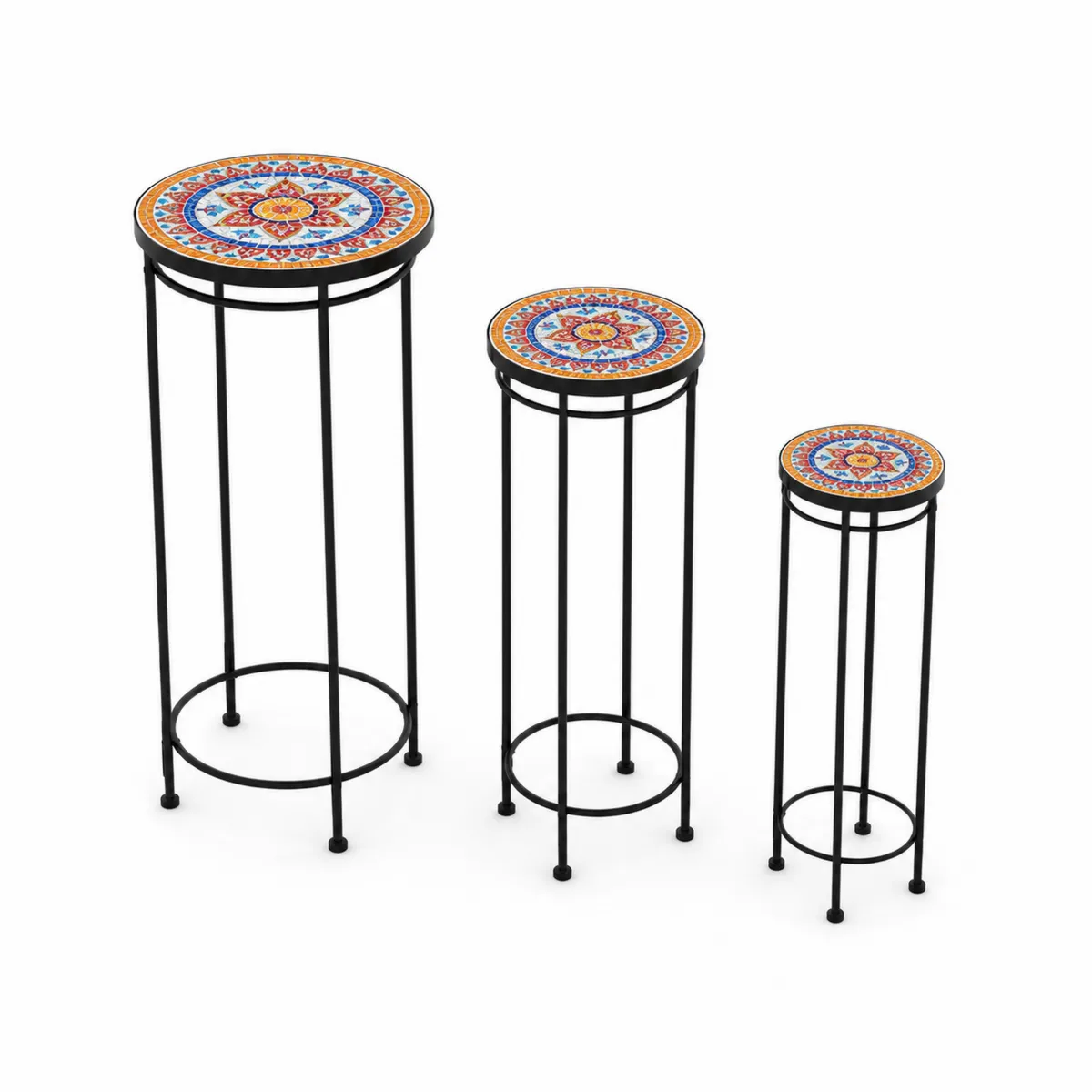 Conjunto de Mesas Redondas de Cerámica y Metal
