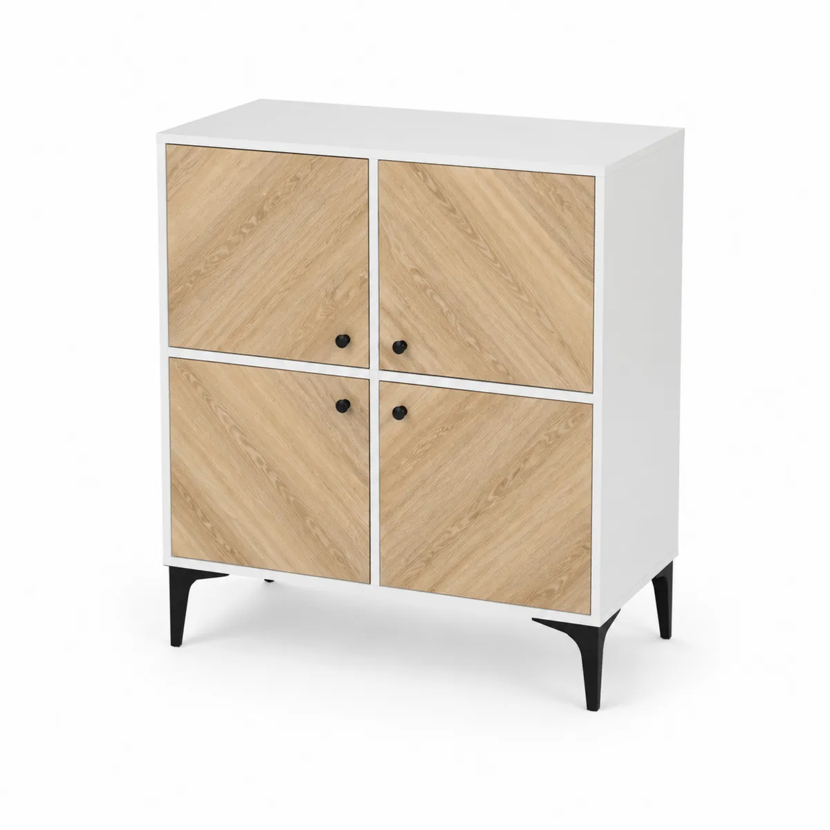 Aparador de MDF y Acero Blanco y Roble 80 cm