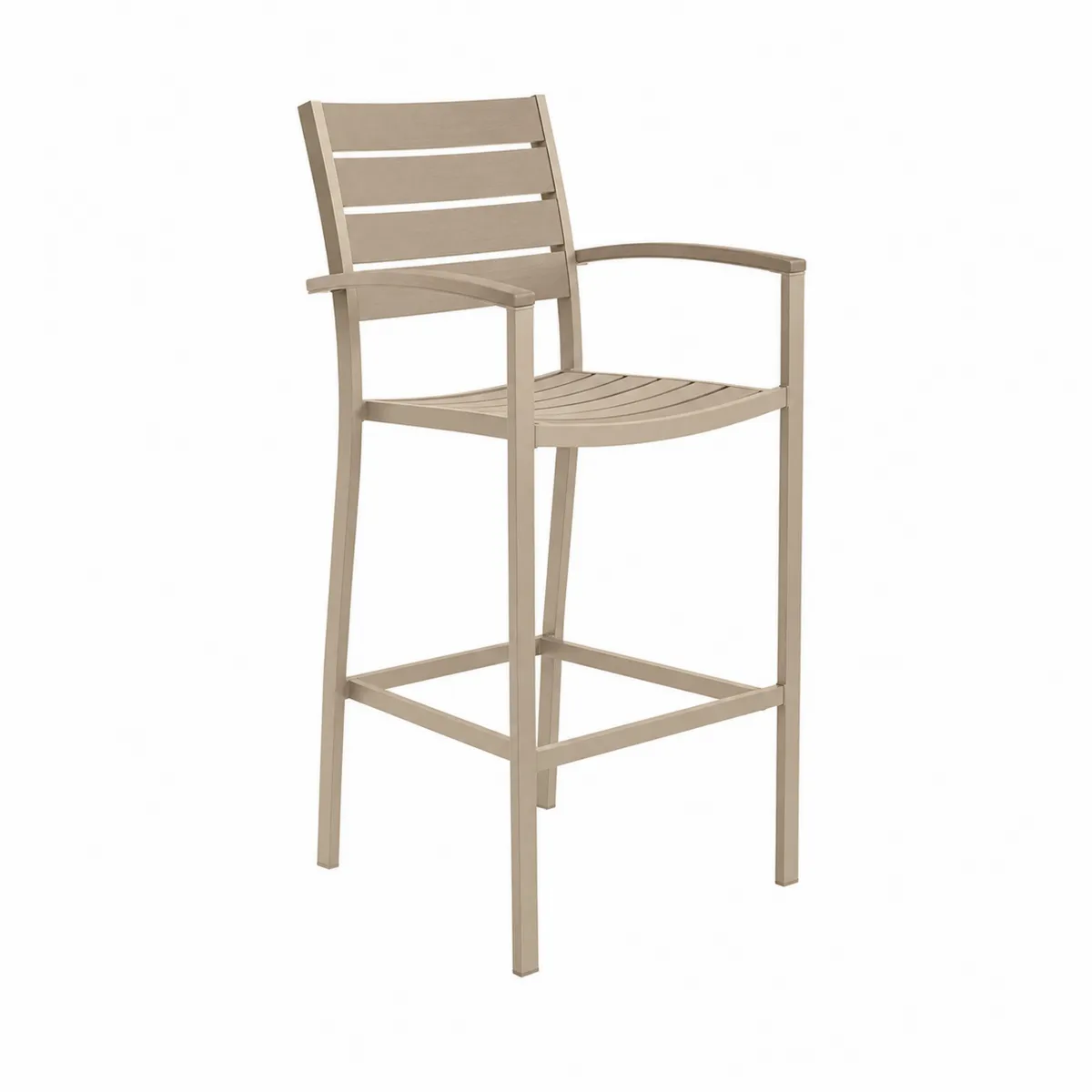 Taburete de Aluminio con Respaldo y Reposapiés Beige