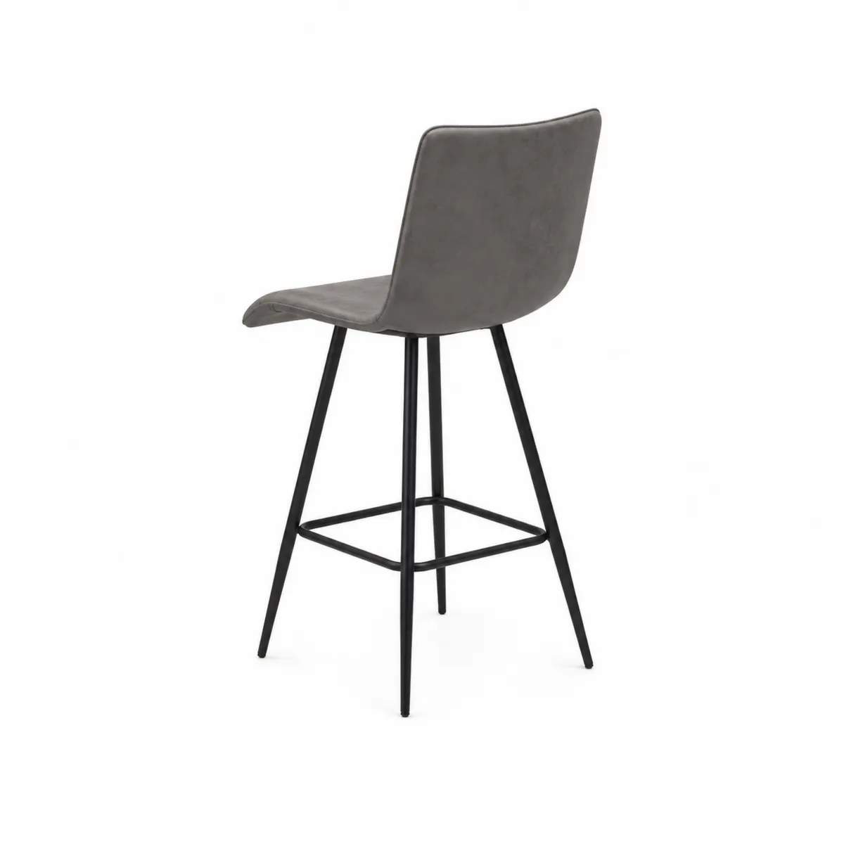 Taburete alto de tela gris con patas de metal