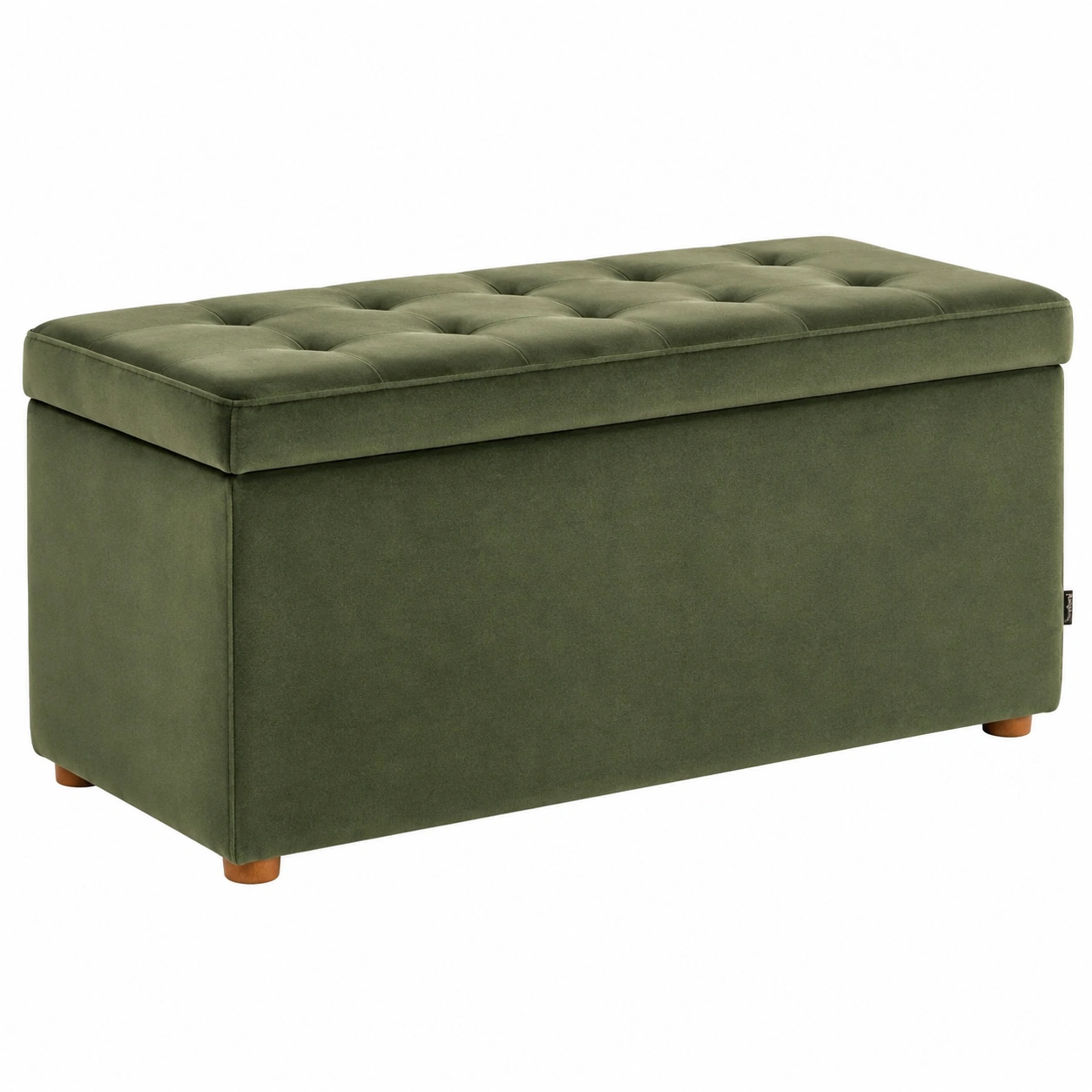 Banco otomano tapizado rectangular con almacenamiento y asiento acolchado verde oliva para dormitorio y salon-urbanlisse