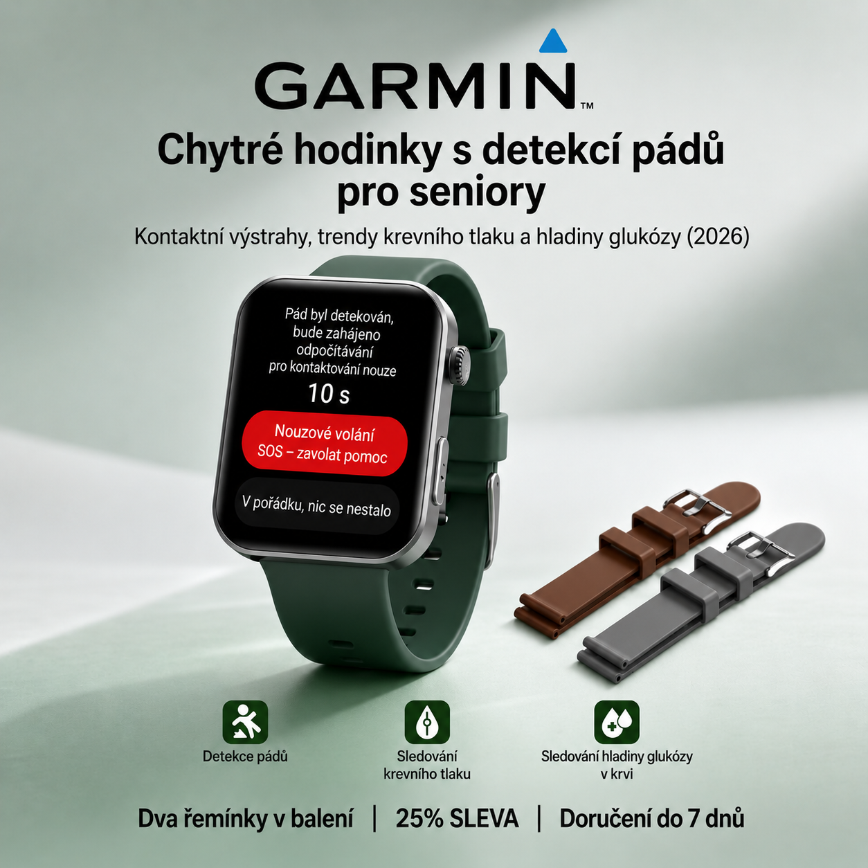 NOVINKA 2026! Inteligentní hodinky Garmin AI – Měření cukru a tlaku, funkce volání + 2 řemínky jako dárek 🎁📞