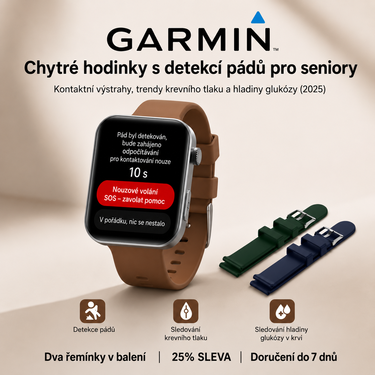 NOVINKA 2026! Inteligentní hodinky Garmin AI – Měření cukru a tlaku, funkce volání + 2 řemínky jako dárek 🎁📞