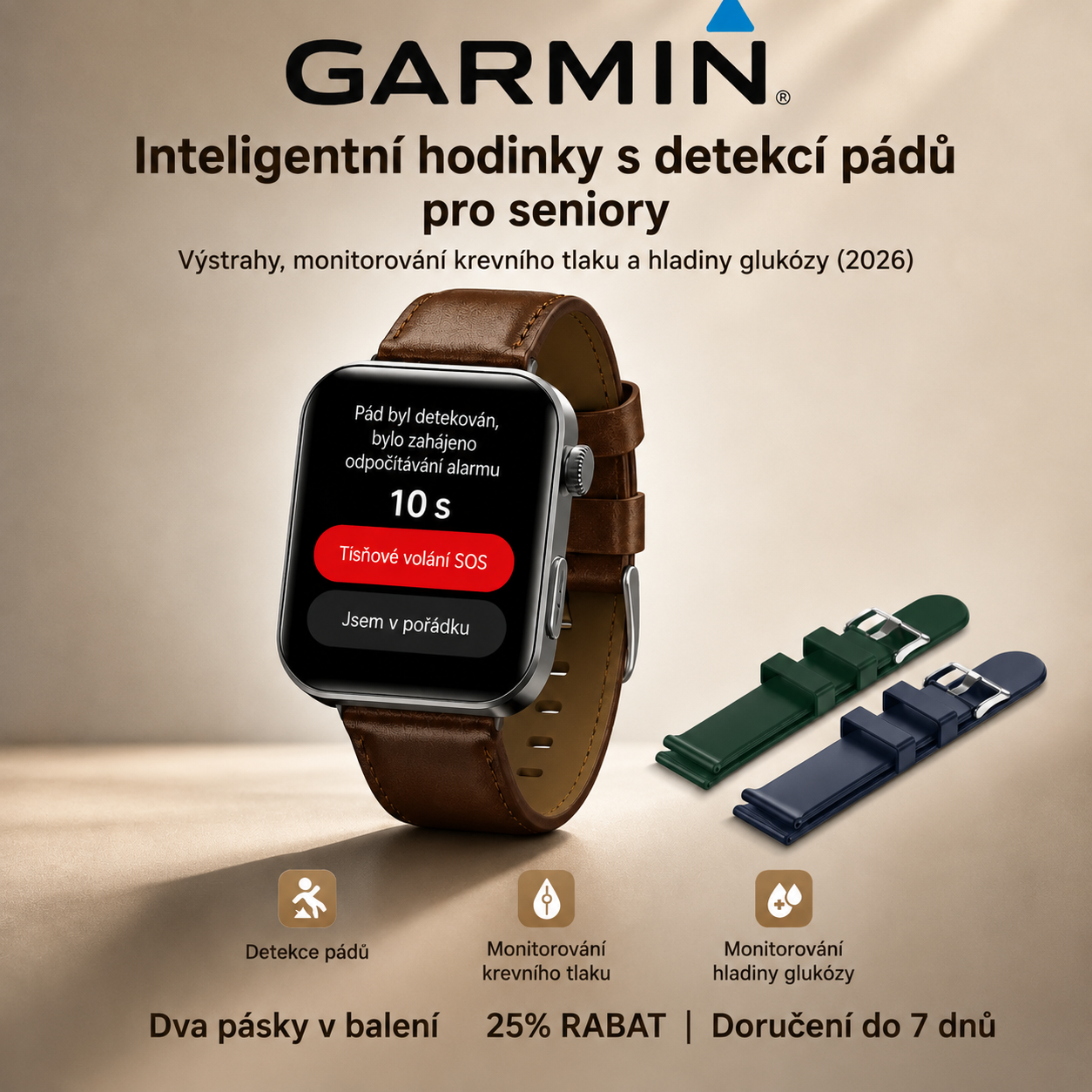 NOVINKA 2026! Inteligentní hodinky Garmin AI – Měření cukru a tlaku, funkce volání + 2 řemínky jako dárek 🎁📞