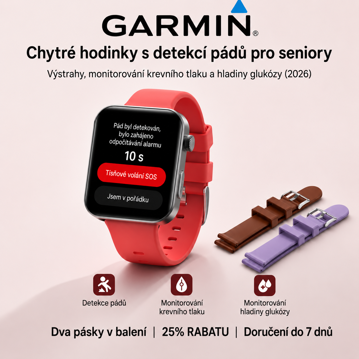 NOVINKA 2026! Inteligentní hodinky Garmin AI – Měření cukru a tlaku, funkce volání + 2 řemínky jako dárek 🎁📞