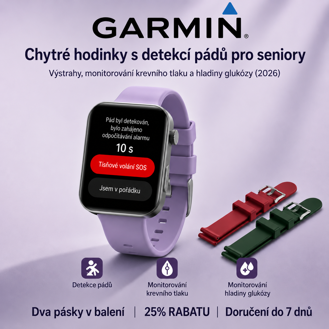 NOVINKA 2026! Inteligentní hodinky Garmin AI – Měření cukru a tlaku, funkce volání + 2 řemínky jako dárek 🎁📞