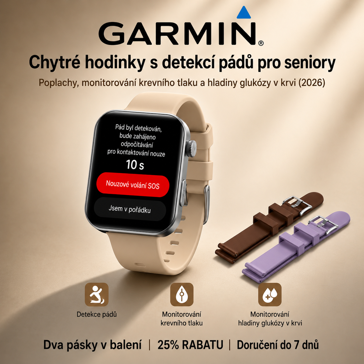 NOVINKA 2026! Inteligentní hodinky Garmin AI – Měření cukru a tlaku, funkce volání + 2 řemínky jako dárek 🎁📞