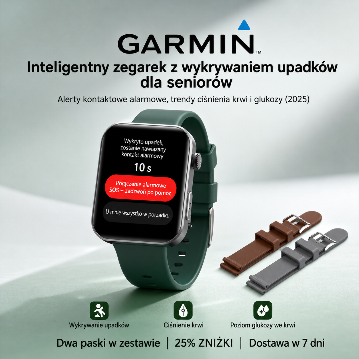 ⌚️ 2026-os frissített! Garmin AI egészség okosóra – vércukor- és vérnyomásmérés, hívás funkcióval, ajándék 2 szíj 🎁📞