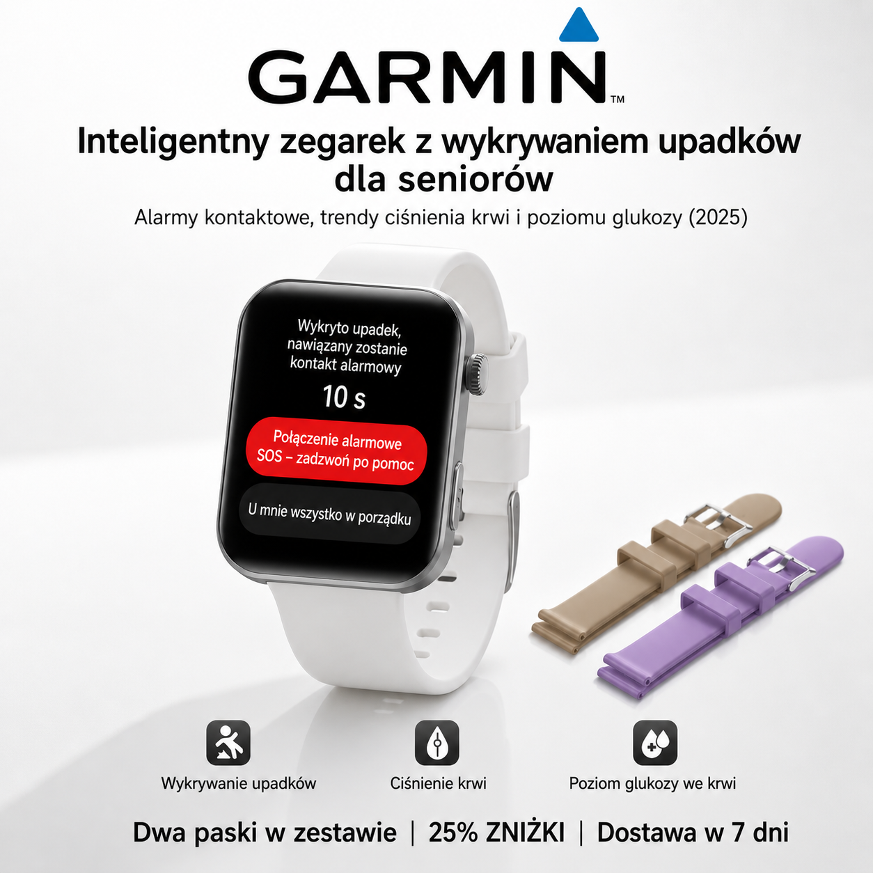 ⌚️ 2026-os frissített! Garmin AI egészség okosóra – vércukor- és vérnyomásmérés, hívás funkcióval, ajándék 2 szíj 🎁📞