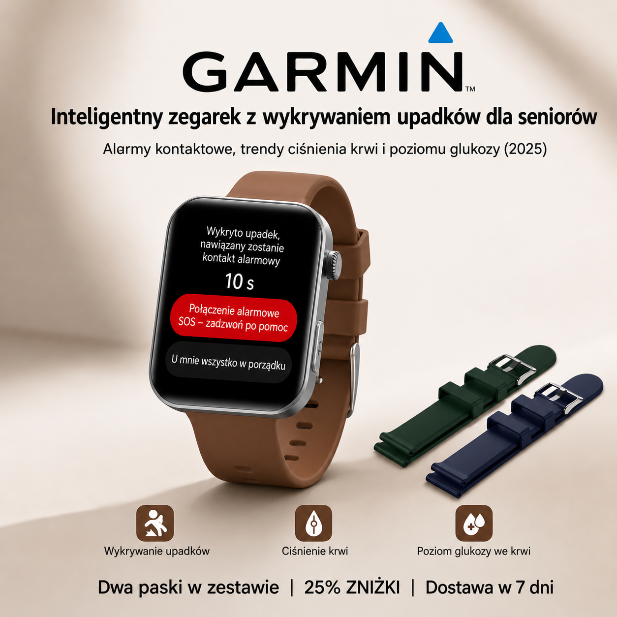 ⌚️ 2026-os frissített! Garmin AI egészség okosóra – vércukor- és vérnyomásmérés, hívás funkcióval, ajándék 2 szíj 🎁📞