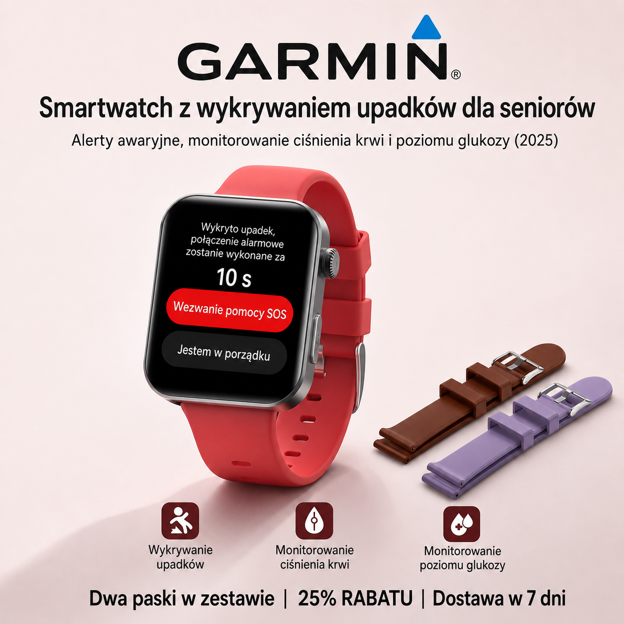 ⌚️ 2026-os frissített! Garmin AI egészség okosóra – vércukor- és vérnyomásmérés, hívás funkcióval, ajándék 2 szíj 🎁📞