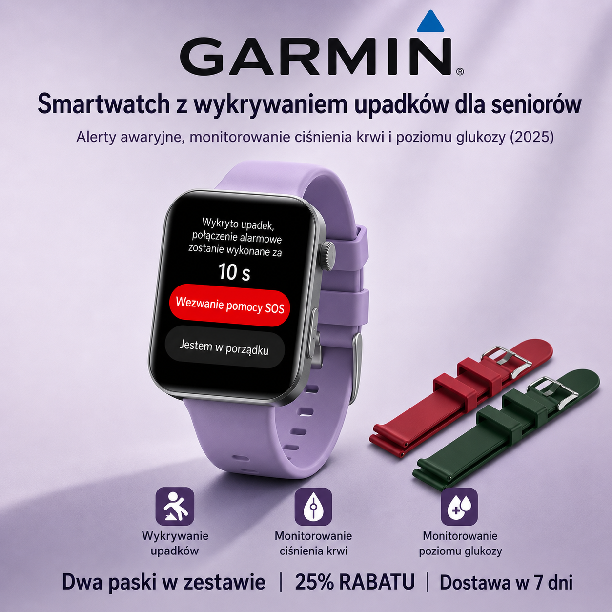 ⌚️ 2026-os frissített! Garmin AI egészség okosóra – vércukor- és vérnyomásmérés, hívás funkcióval, ajándék 2 szíj 🎁📞