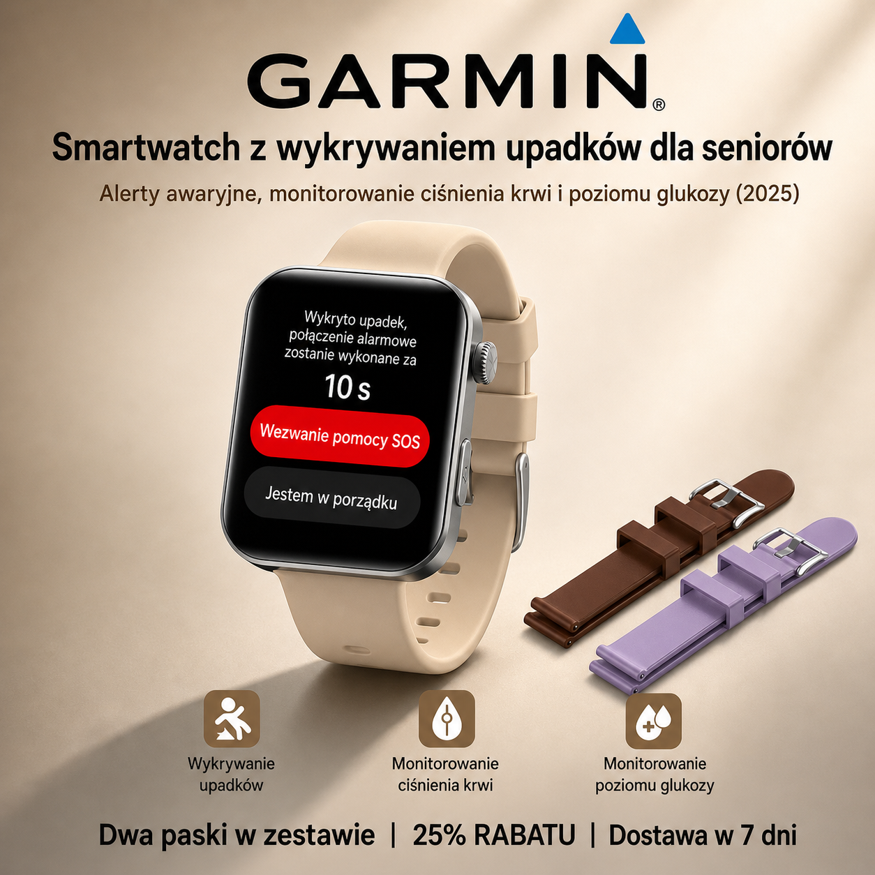 ⌚️ 2026-os frissített! Garmin AI egészség okosóra – vércukor- és vérnyomásmérés, hívás funkcióval, ajándék 2 szíj 🎁📞