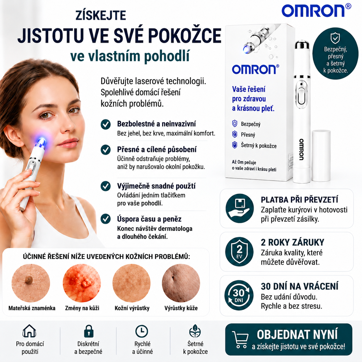 Multifunkční pero na odstraňování znamének po celém těle Omron™ – nejnovější model 2026, bezbolestné a neinvazivní řešení pro péči o pokožku. Umožňuje rychlé odstranění znamének z pohodlí vašeho domova, a to zcela bez jizev. Vyrobeno v USA.