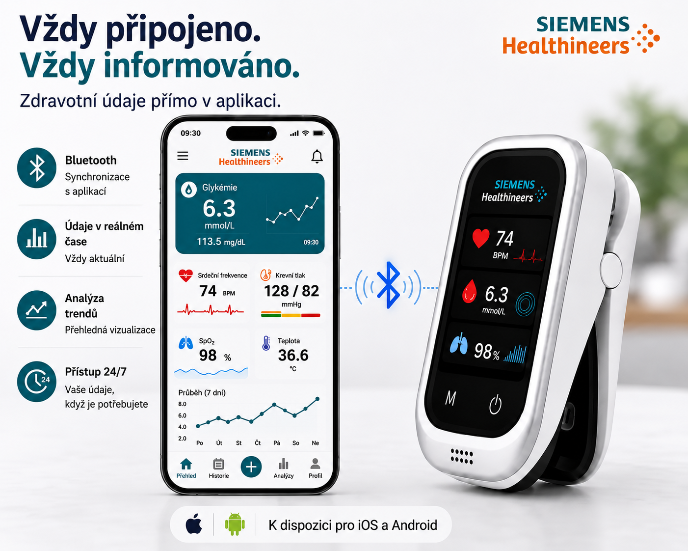 🩸 Siemens™ 11v1 bezbolestný glukometr bez píchání • Bez testovacích proužků • Výsledky za pouhých 5 sekund