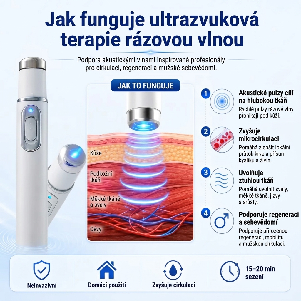 💙 Pokročilá akustická terapie rázovou vlnou může pomoci obnovit zdraví tkáně penisu, zlepšit erekci, výkonnost a mužské sebevědomí a zároveň ulevit od 💪 bolesti svalů, 🦴 stuhlosti kloubů a 🦵 problémů se šlachami.