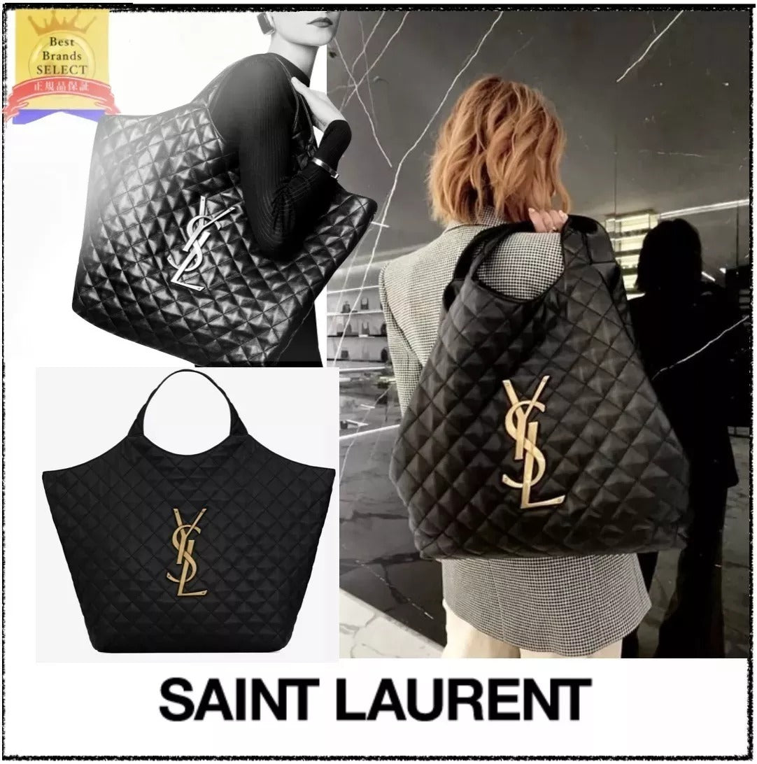 滝沢カレンさん【BLACKPINKROSE同じバッグ】SAINT LAURENTイカール マキシ ショッピングバッグ（ラムスキン／キルティング）