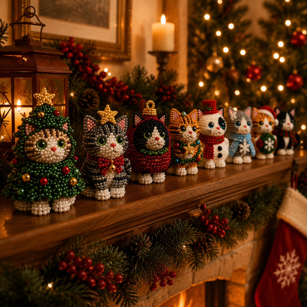 🐱✨ Create Your Own 3D Beaded Christmas Cats | Beginner-Friendly DIY Kit🎁Buy 2 | FREE Shipping