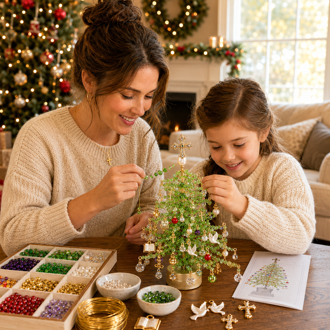 🎄✨ DIY Beaded Christmas Tree Kit – 🎅Create Your Own Sparkling Holiday Decoration