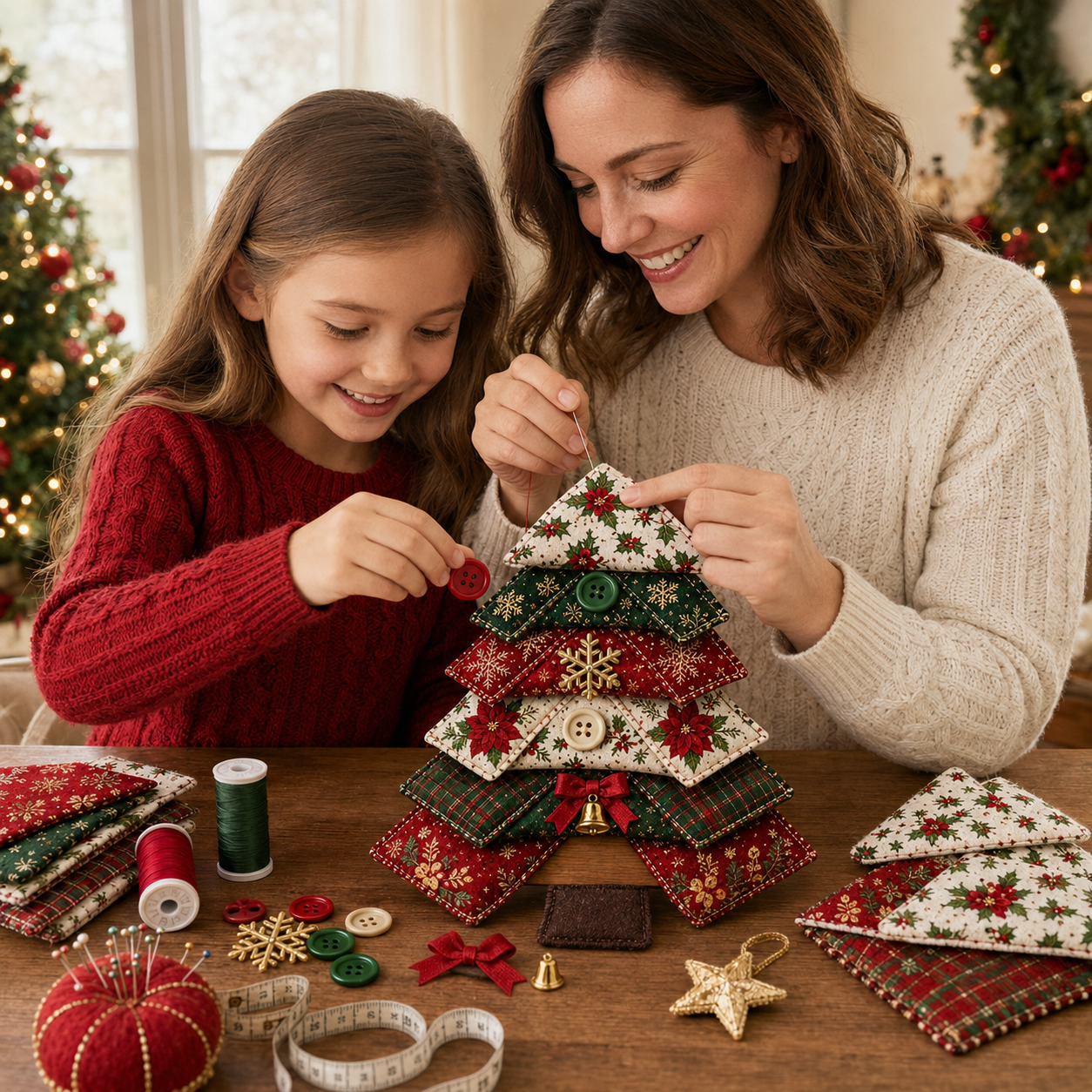 🎄LAST DAY 50% OFF ✨Layered Fabric Tree Ornament DIY Sewing Kit