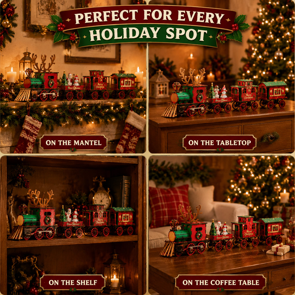 🚂LAST DAY 50% OFF❄️DIY Christmas Wooden Train Set 3D Assembly Puzzle Kit
