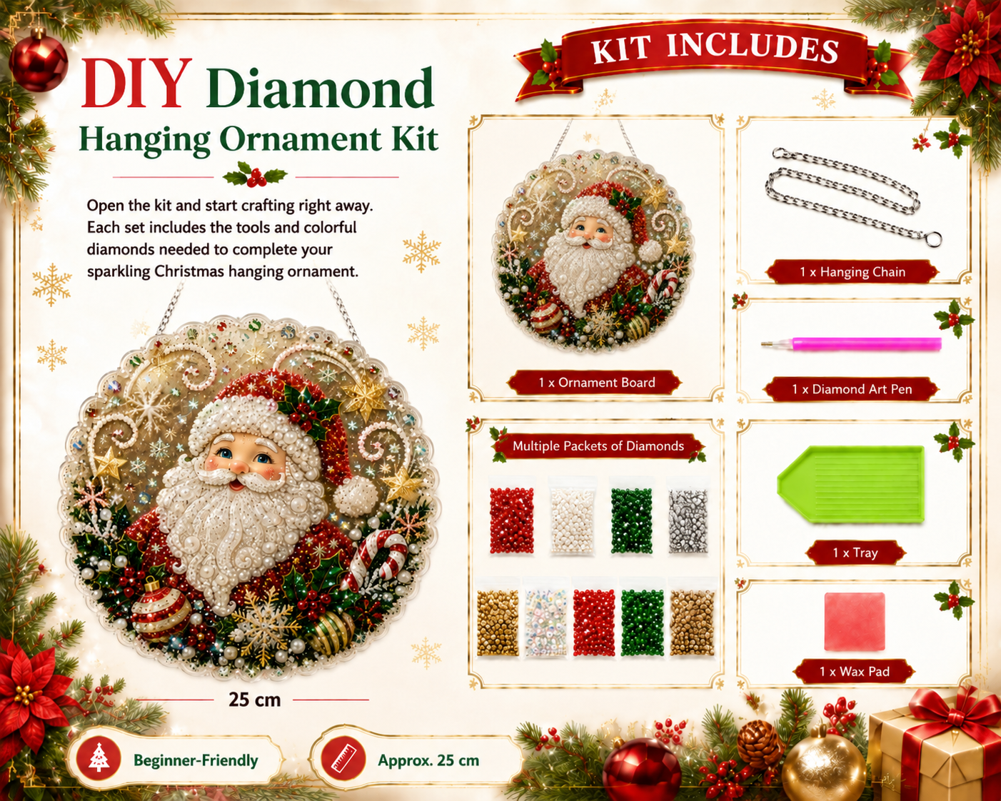 🎄 LAST DAY 49% OFF – ✨ Christmas Pearl Diamond Art Hanging Ornament Kit