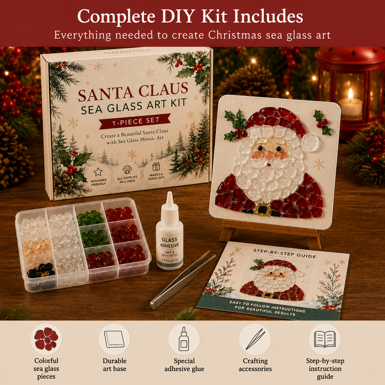 Christmas Sea Glass Art DIY Kit | Create Magical Holiday Memories Together