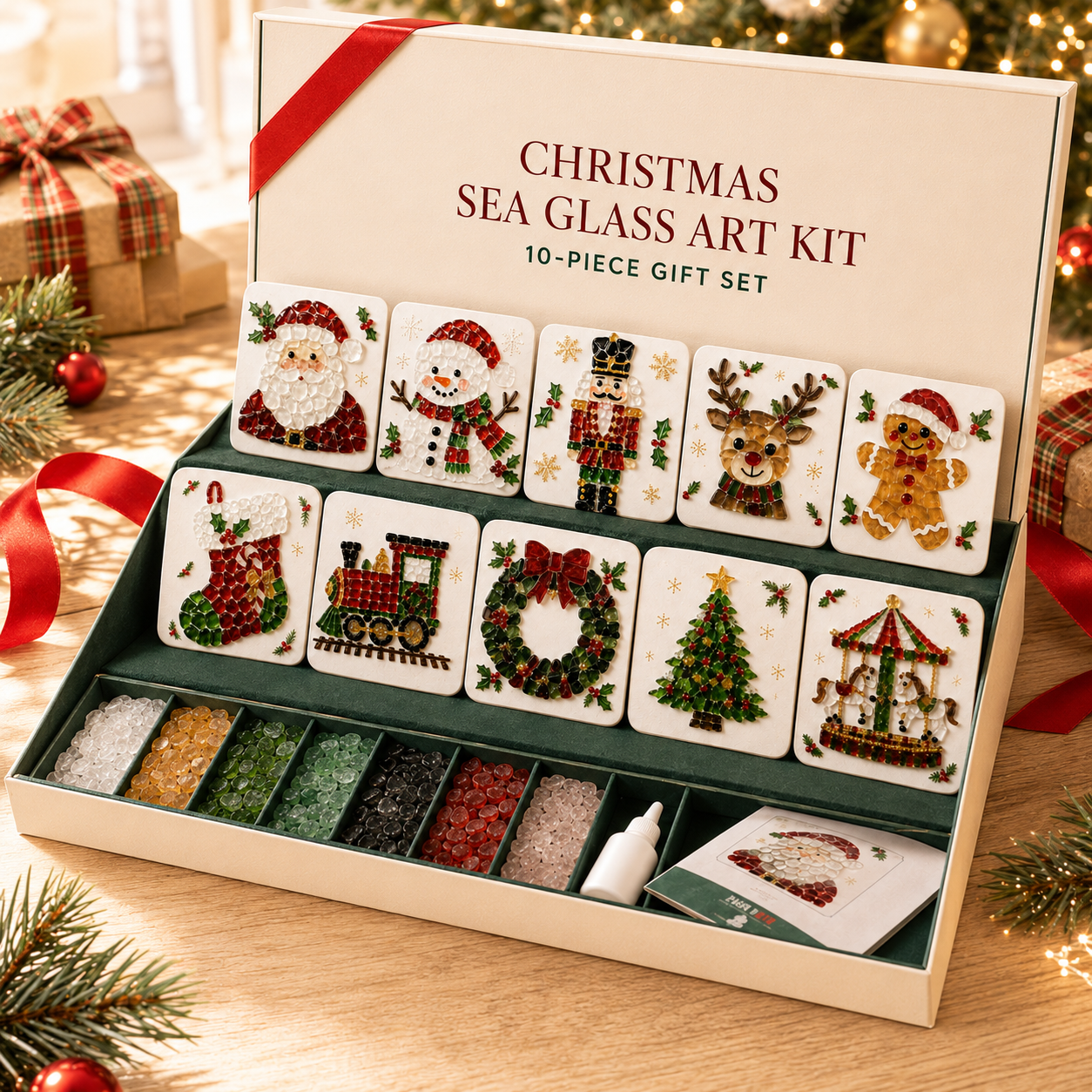 🔥Last Day 50% OFF -🌲 Christmas Sea Glass Art DIY Kit | Create Magical Holiday Memories Together