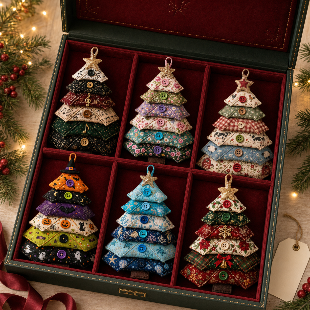 🎄LAST DAY 50% OFF ✨Layered Fabric Tree Ornament DIY Sewing Kit