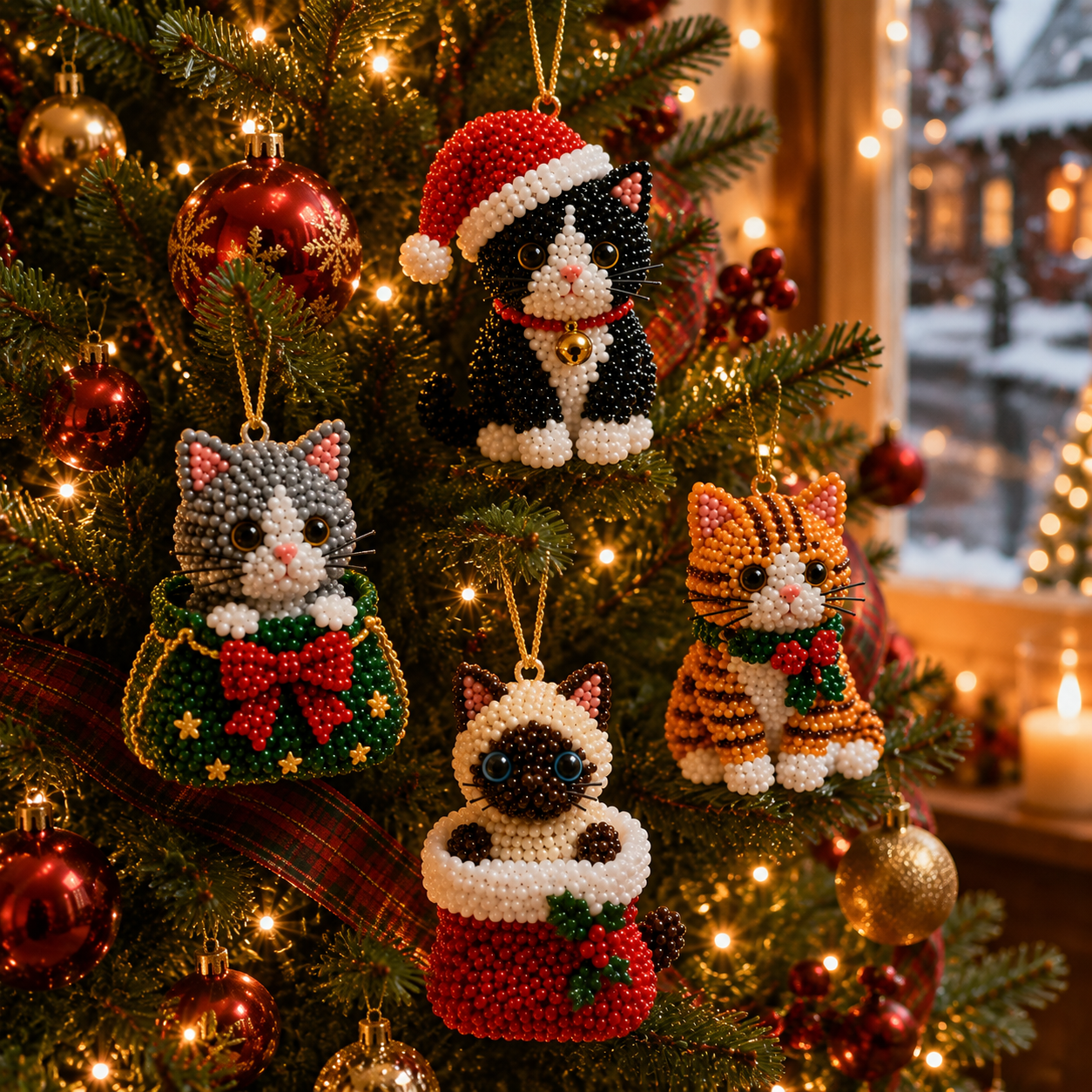 🐱✨ Create Your Own 3D Beaded Christmas Cats | Beginner-Friendly DIY Kit🎁Buy 2 | FREE Shipping