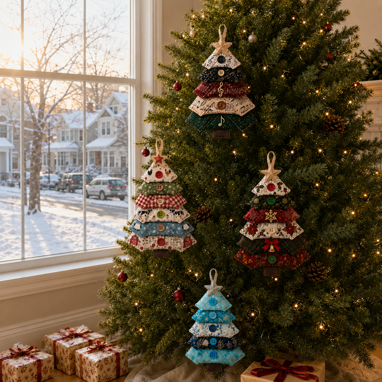 🎄LAST DAY 50% OFF ✨Layered Fabric Tree Ornament DIY Sewing Kit