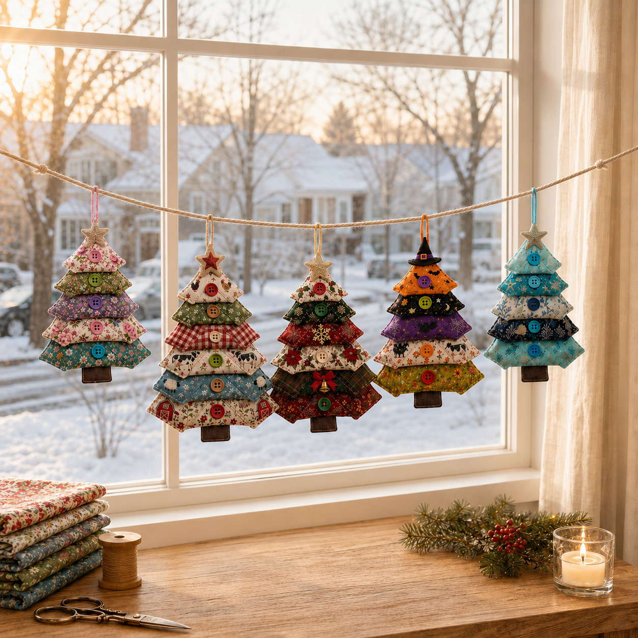 🎄LAST DAY 50% OFF ✨Layered Fabric Tree Ornament DIY Sewing Kit