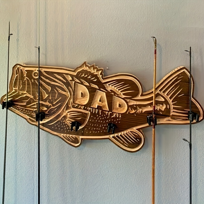 ❤"DAD" Special Edition - Vintage Wooden Fishing Rod Storage Wall Mount Bracket