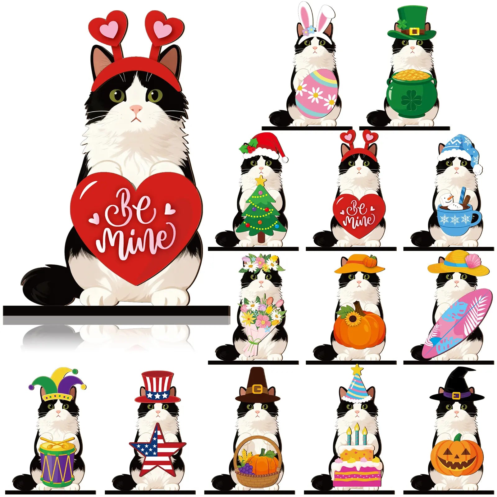 🐾LAST DAY 50% OFF - Interchangeable Seasonal Animal Wooden Decor Set