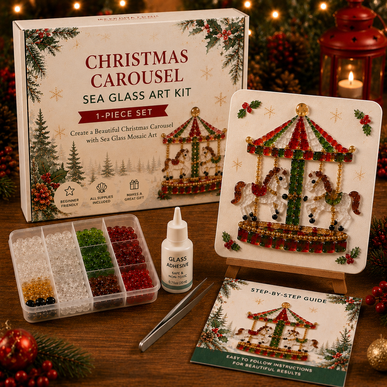 Christmas Sea Glass Art DIY Kit | Create Magical Holiday Memories Together