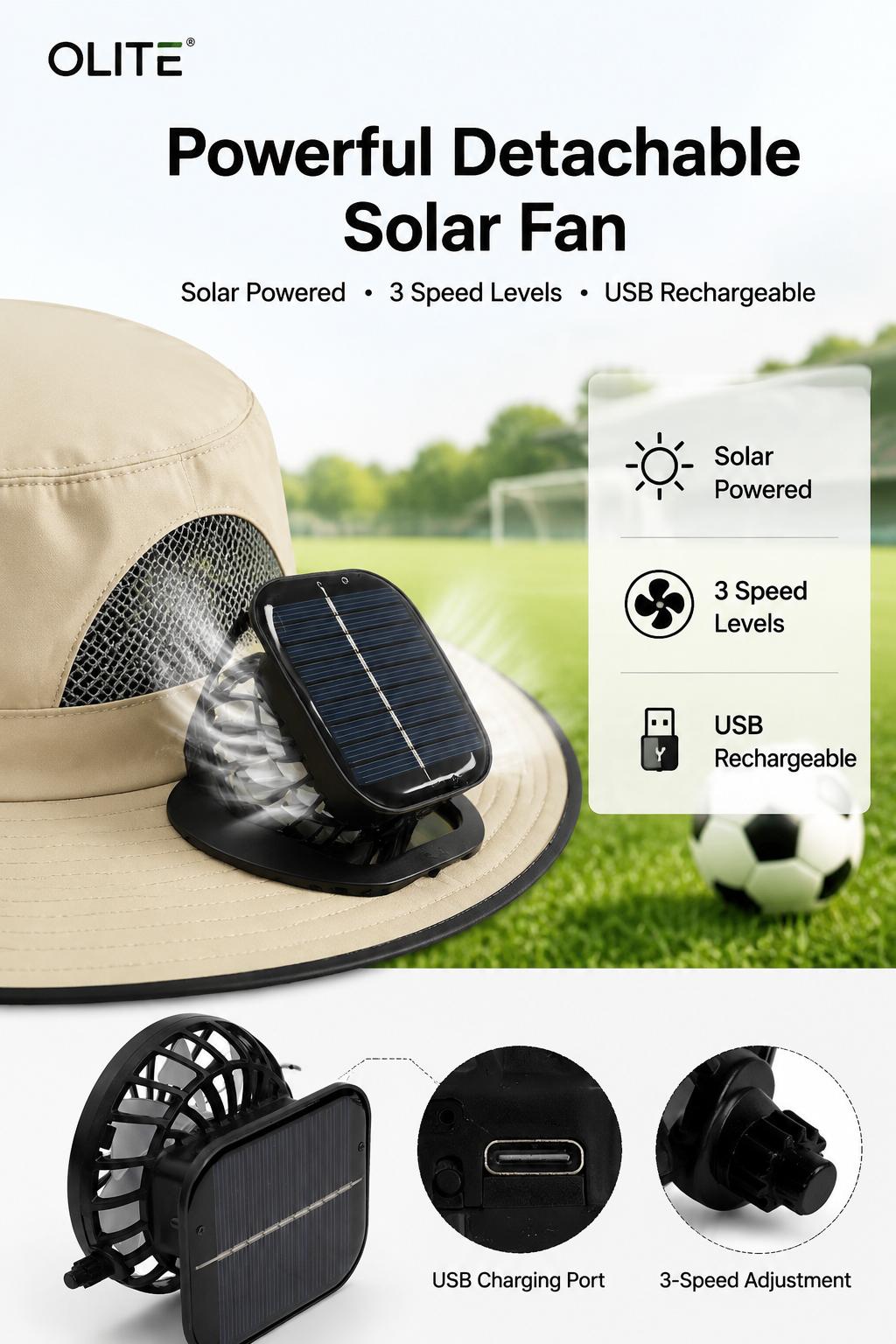 New Solar-Powered Outdoor Cooling Fan Hat &mdash; Sun Protection Hat with Solar Fan | Dual-Power Rechargeable Fan | Outdoor Water-Resistant Fan | Ideal for Sporting Events | Unisex Design | TikTokShopSpringGlowUp Sun Bucket Hat Lightweight Golf Hat
