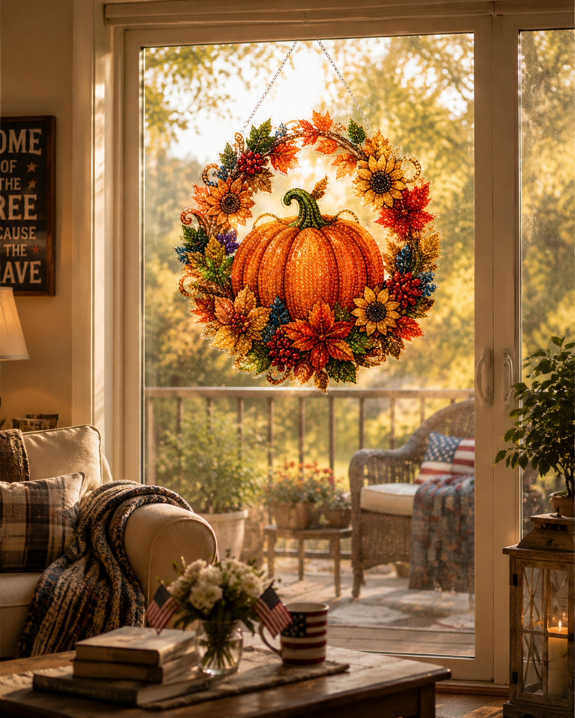 🔥Last Day 49% OFF🔥 - 🍂✨Autumn Harvest Pumpkin Diamond Art Hanging Ornament Kit