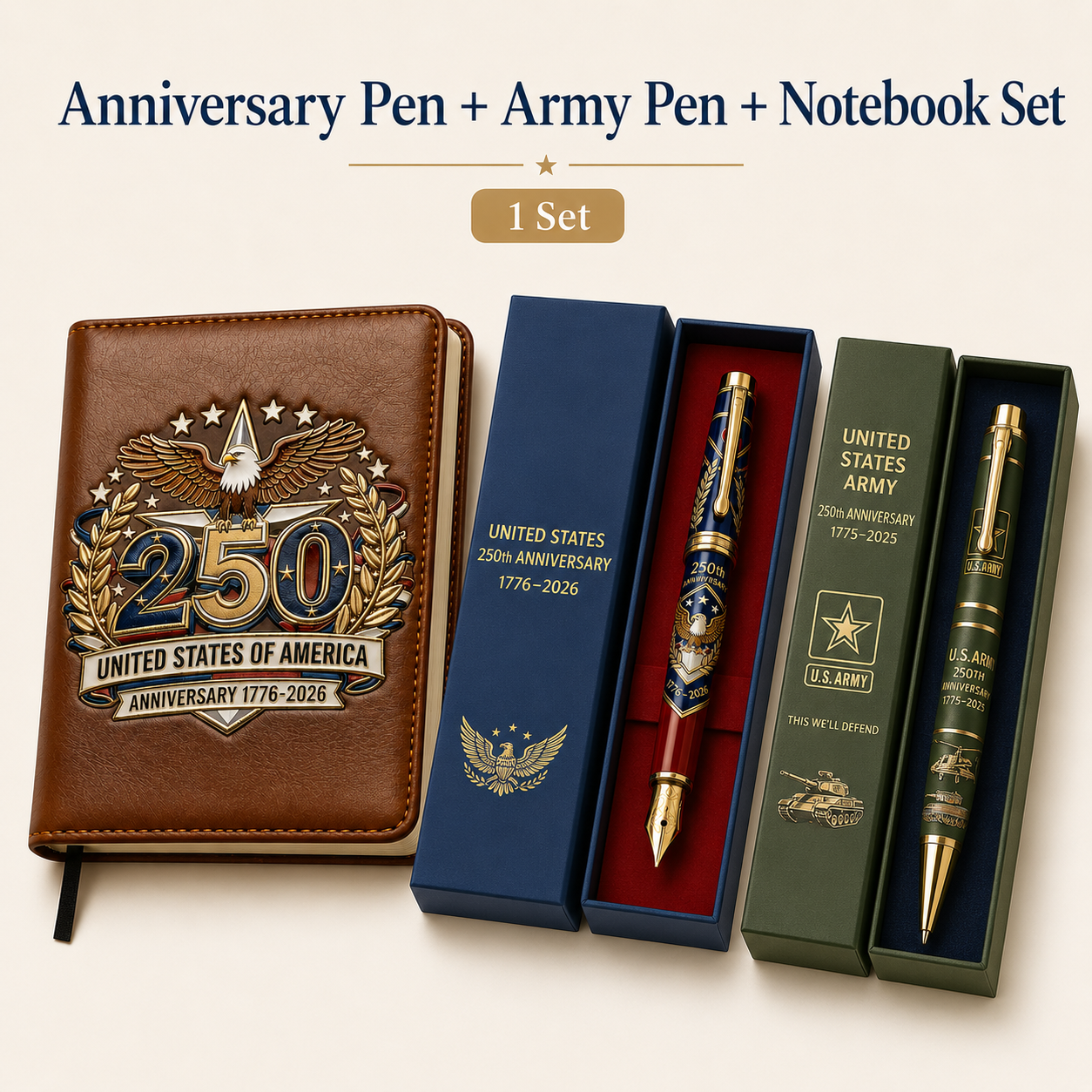 USA 250th Anniversary Notebook &amp; Pen Set A Meaningful Patriotic Gift for Dad🎁-LUN