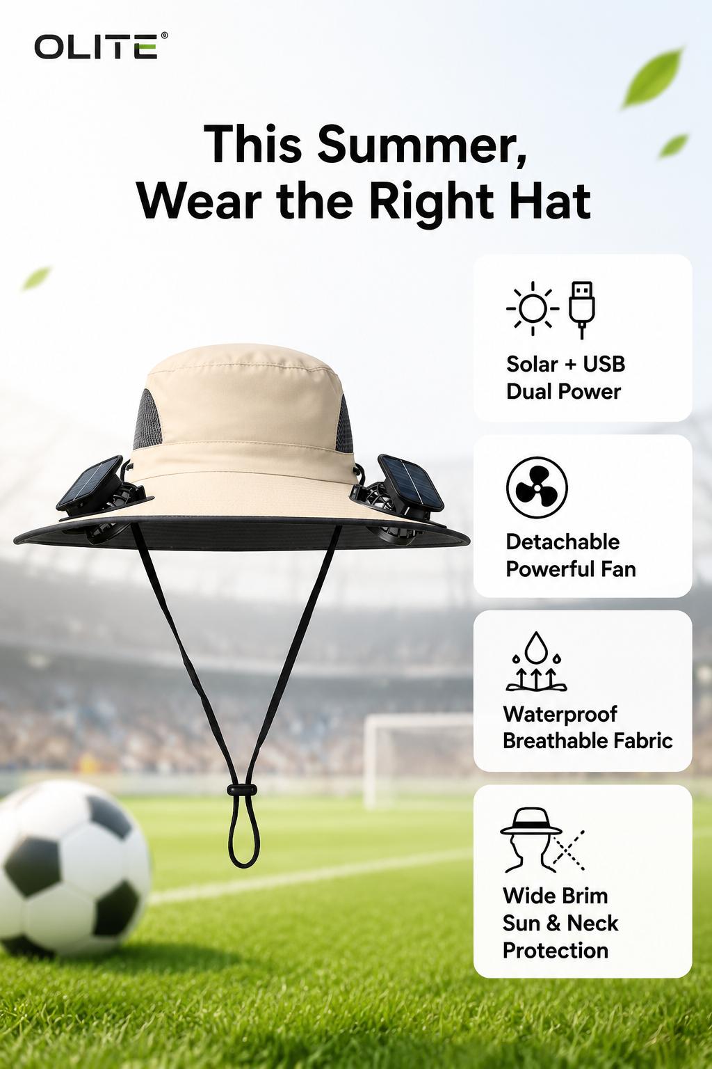 New Solar-Powered Outdoor Cooling Fan Hat &mdash; Sun Protection Hat with Solar Fan | Dual-Power Rechargeable Fan | Outdoor Water-Resistant Fan | Ideal for Sporting Events | Unisex Design | TikTokShopSpringGlowUp Sun Bucket Hat Lightweight Golf Hat