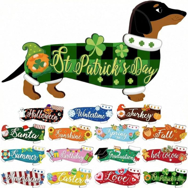 🐾LAST DAY 50% OFF - Interchangeable Seasonal Animal Wooden Decor Set