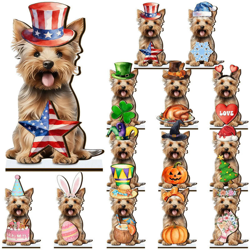🐾LAST DAY 50% OFF - Interchangeable Seasonal Animal Wooden Decor Set
