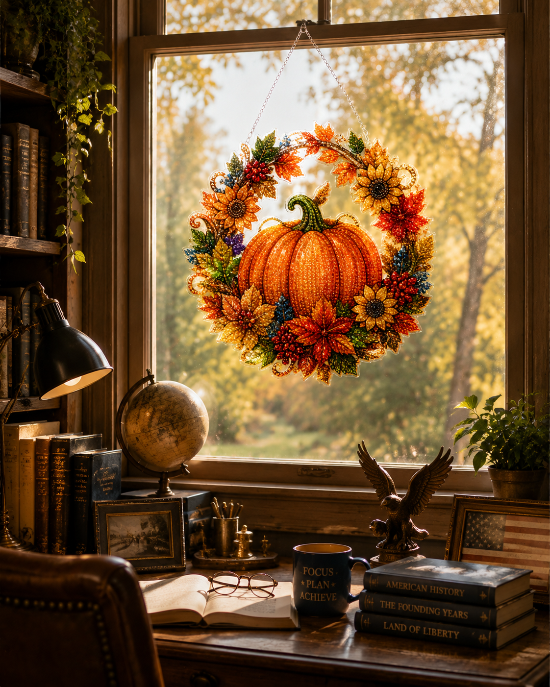 🔥Last Day 49% OFF🔥 - 🍂✨Autumn Harvest Pumpkin Diamond Art Hanging Ornament Kit
