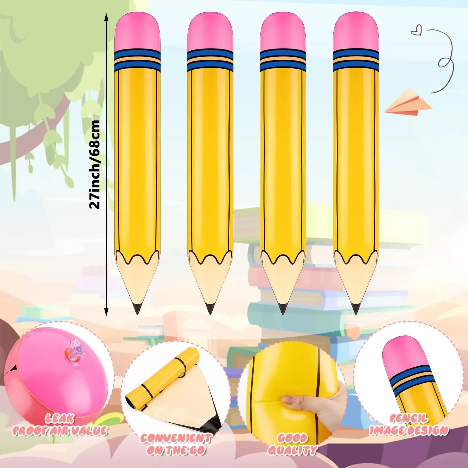 🎈 ✏️Back to School Classroom Decoration- Giant Inflatable Pencil Balloons Set for First Day Party & Photo Props