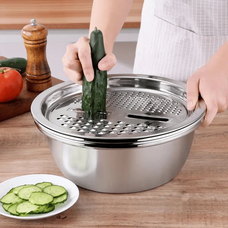 🔥Limited Time Promotion 50% OFF🔥 3-Piece Thickened Stainless Steel Mixing Bowl Set with Draining Basket