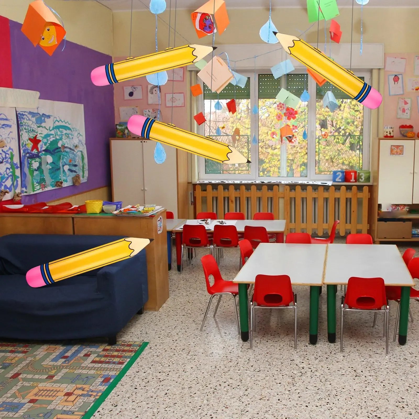 🎈 ✏️Back to School Classroom Decoration- Giant Inflatable Pencil Balloons Set for First Day Party & Photo Props